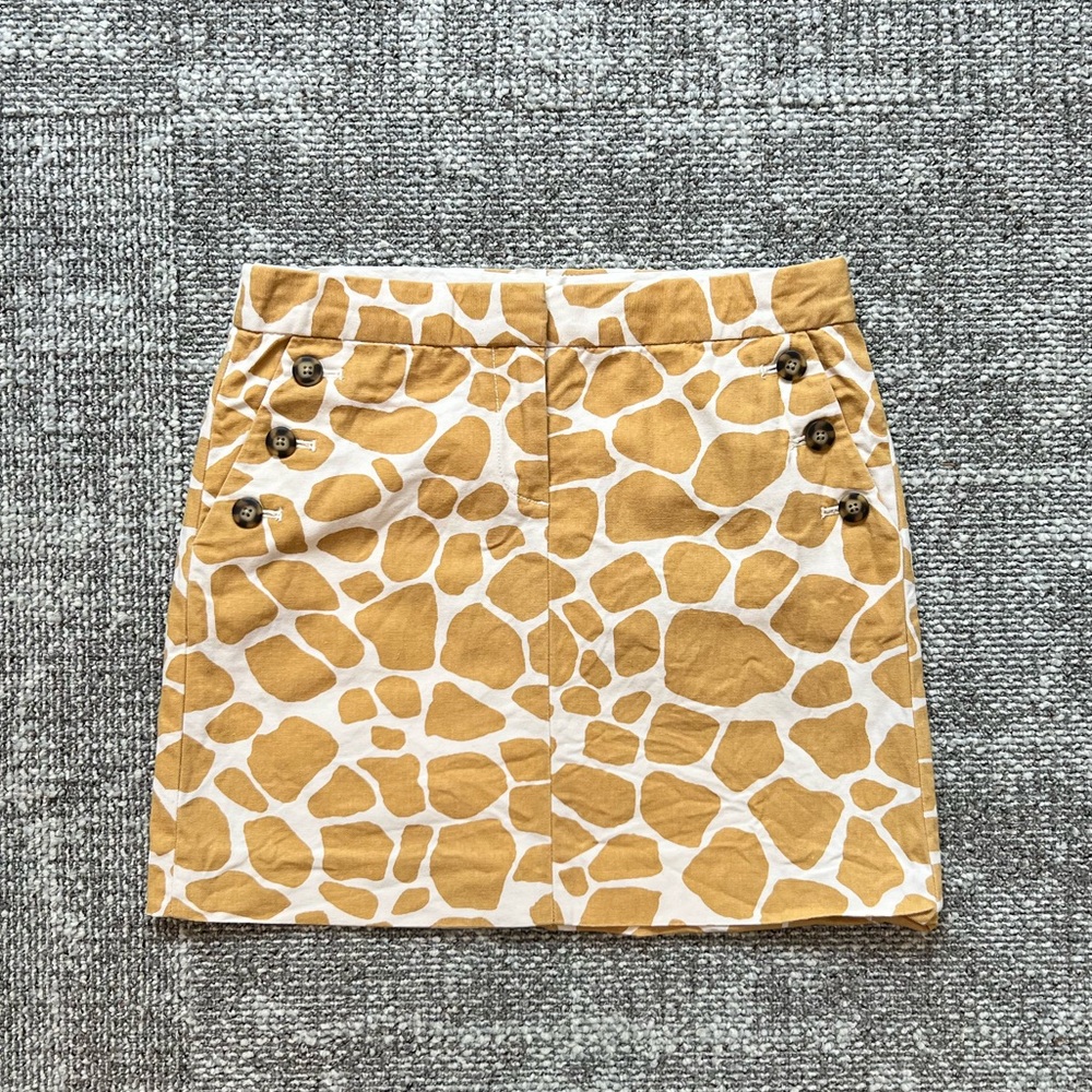 J. Crew Animal Print Mini Skirt in Tan and White
